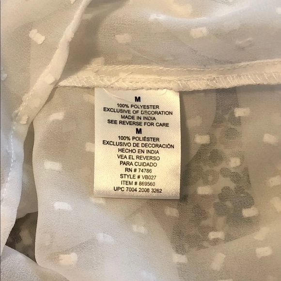 Sheer white blouse. 100% polyester. - Picture 5 of 5